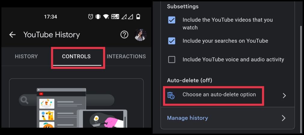 Auto delete youtube search history on android and iphone