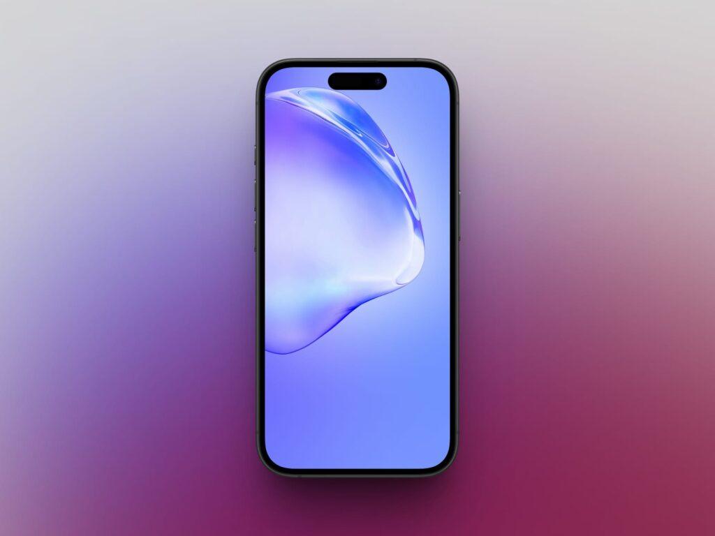 Baby purple liquid glass water droplets gradient wallpaper