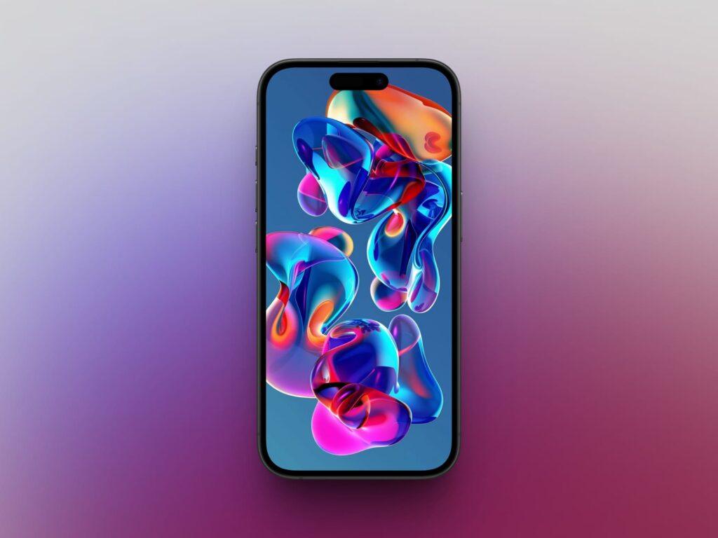 Colorful liquid glass 3d iridescent wallpaper
