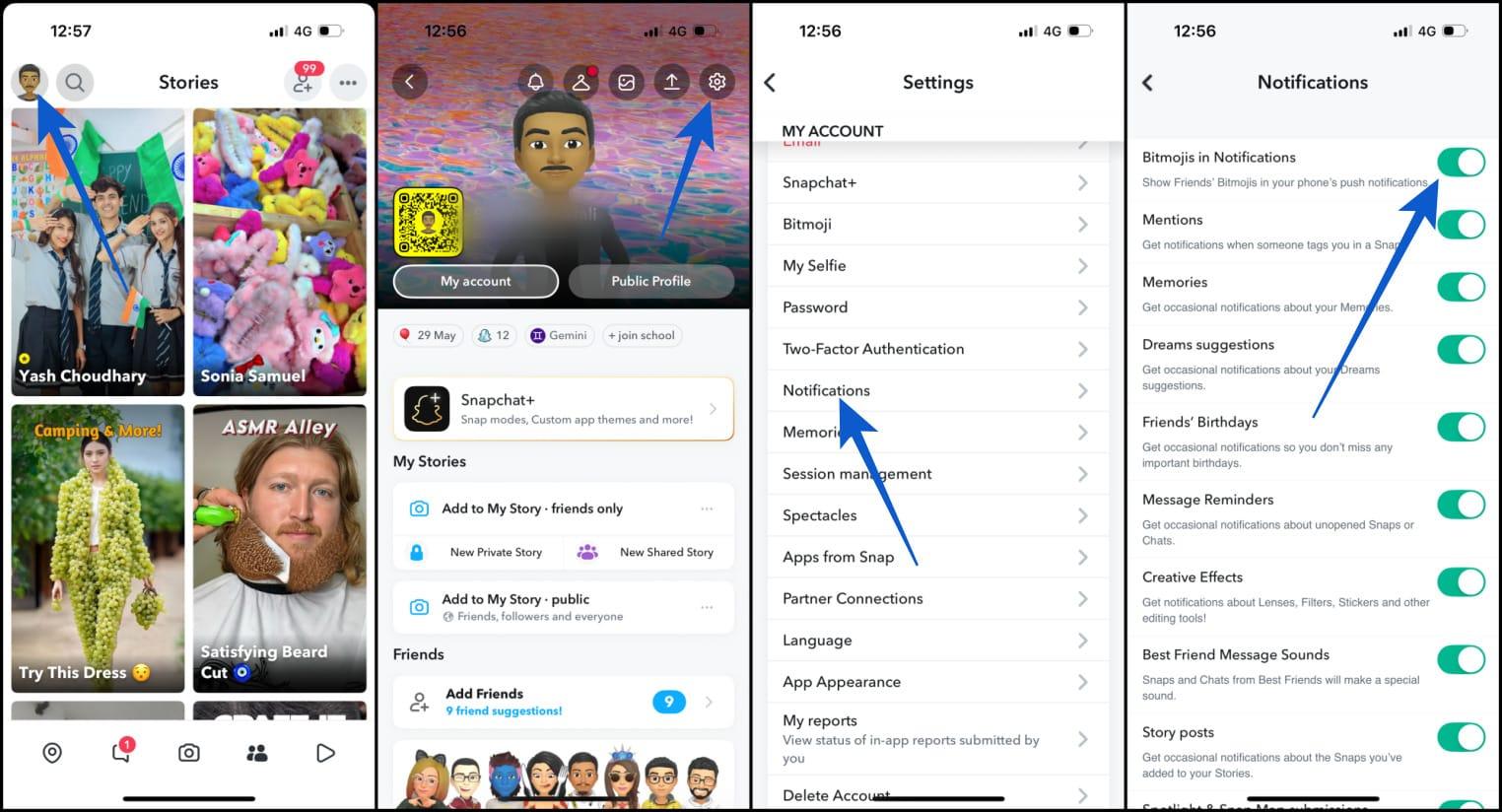 Extra notification controls inside snapchat