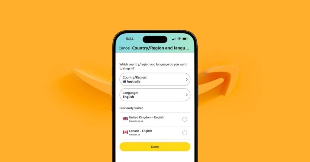 How to change country on amazon app and website
