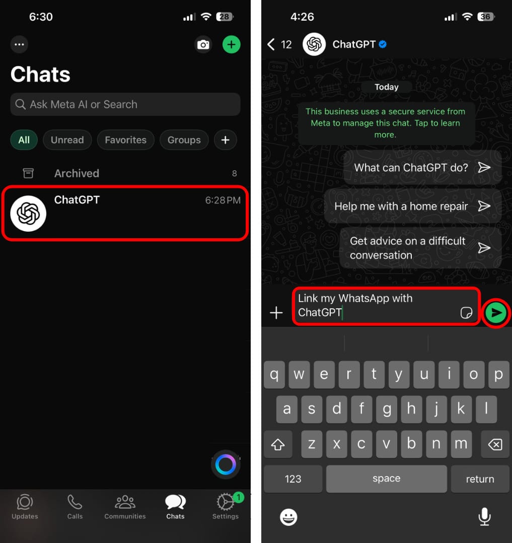 Open whatsapp and link it to chatgpt
