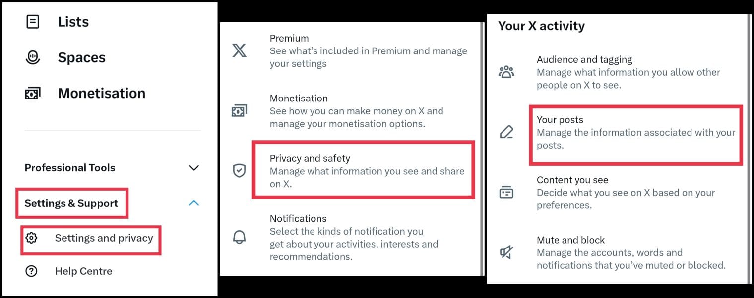 Select privacy and safety your posts in x twitter
