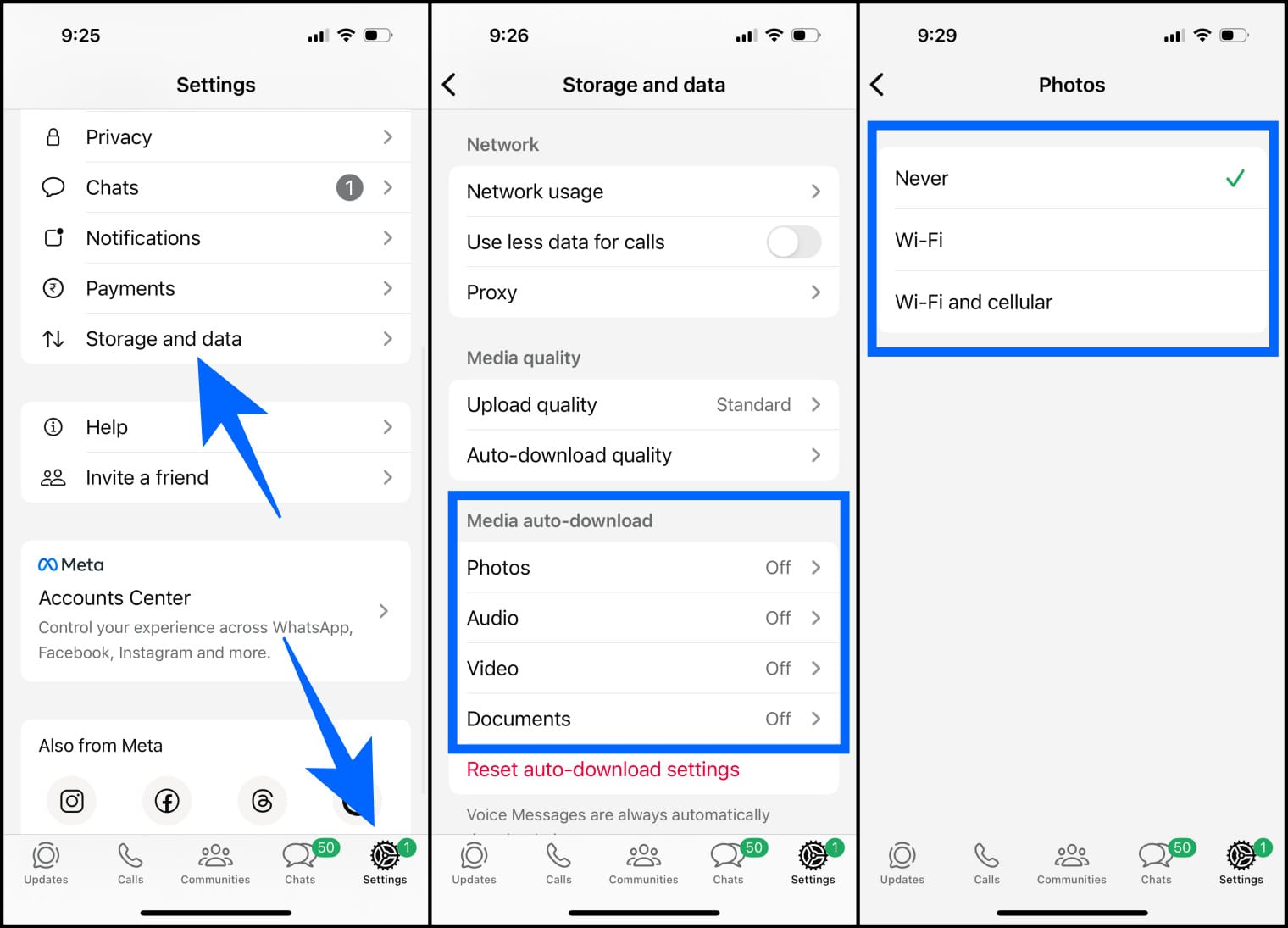 Stop whatsapp from auto downloading photos and videos