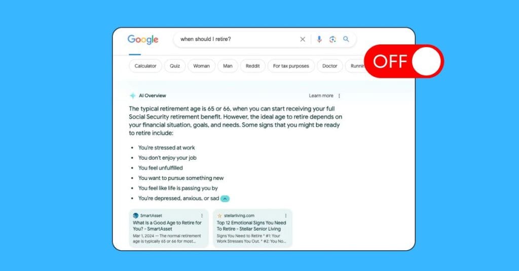 Turn off ai overview in google search