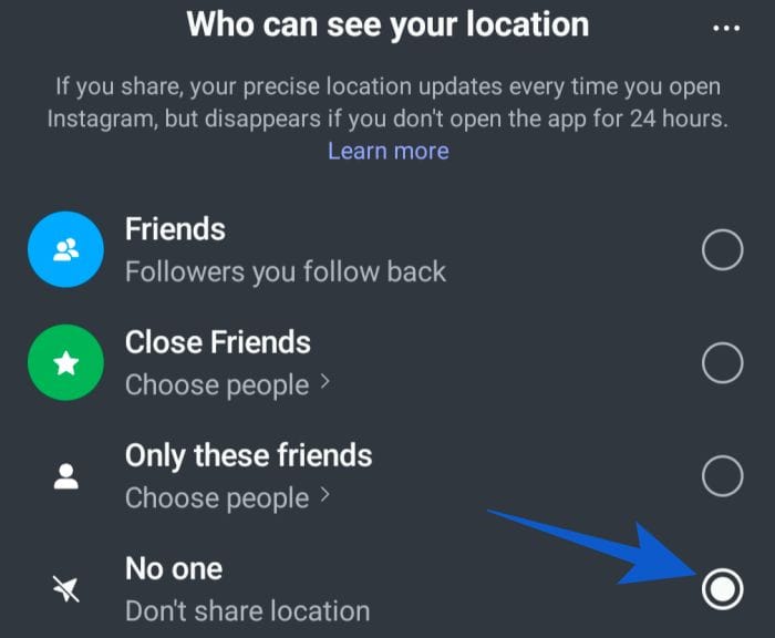 Turn off instagram map feature