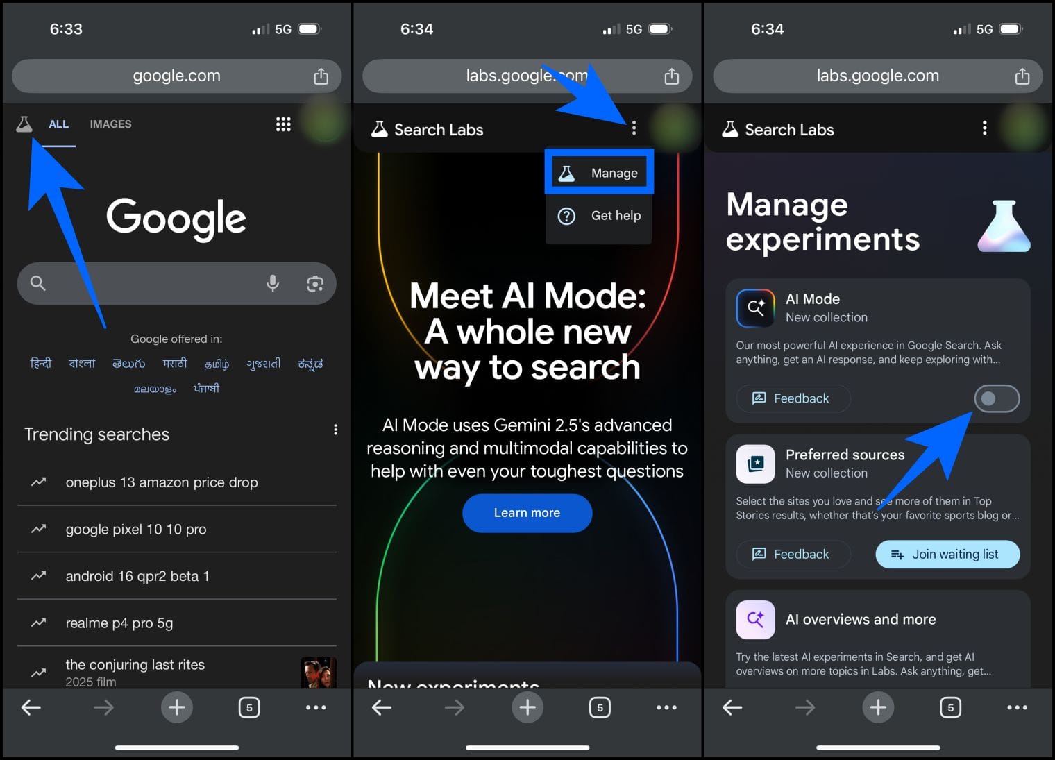 Turn off ai overviews in chrome mobile settings