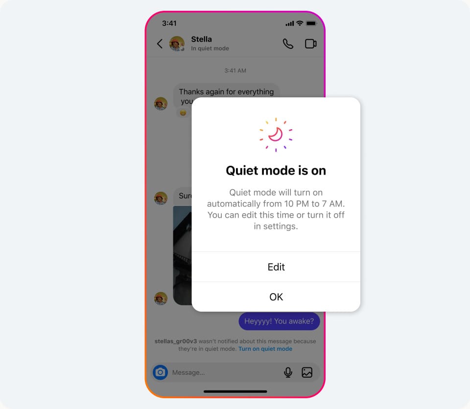 Using Quiet Mode on Instagram Using quiet mode on instagram