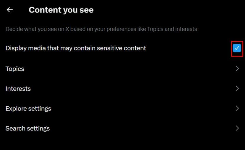 View sensitive content on x web via desktop
