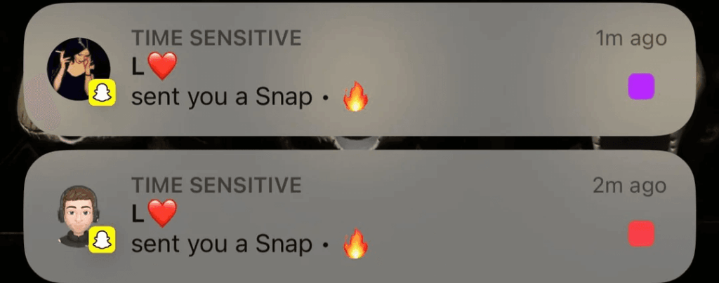 iPhone displaying Snapchat Time Sensitive notification