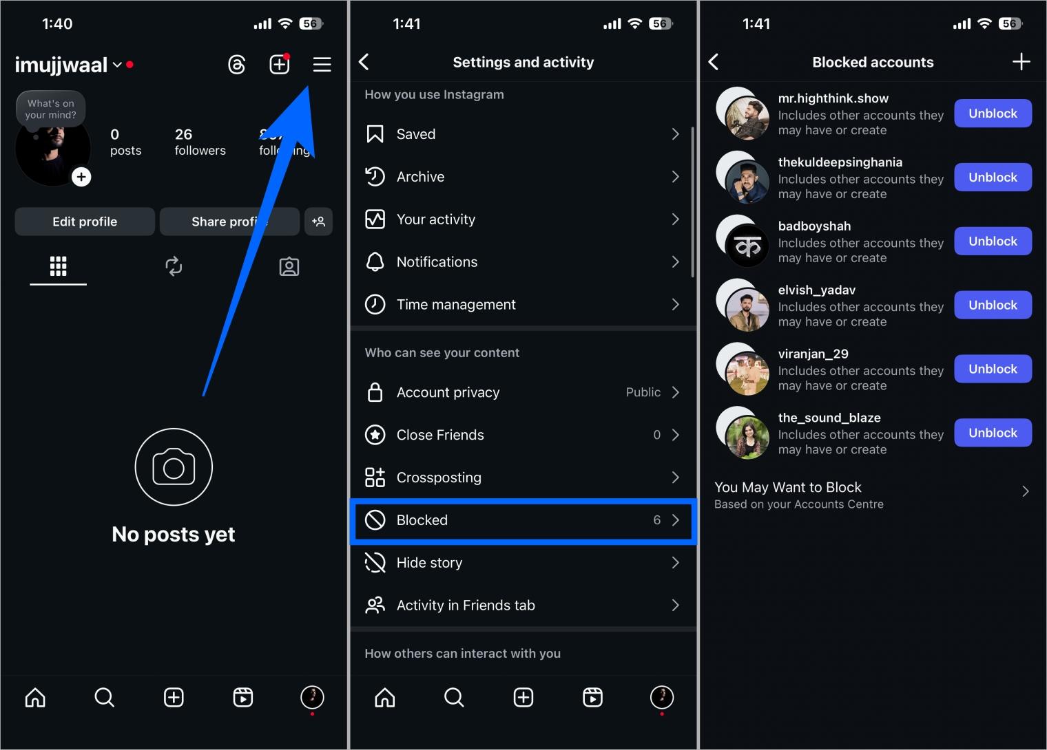 Check Your Blocked List on Instagram app Check your blocked list on instagram app