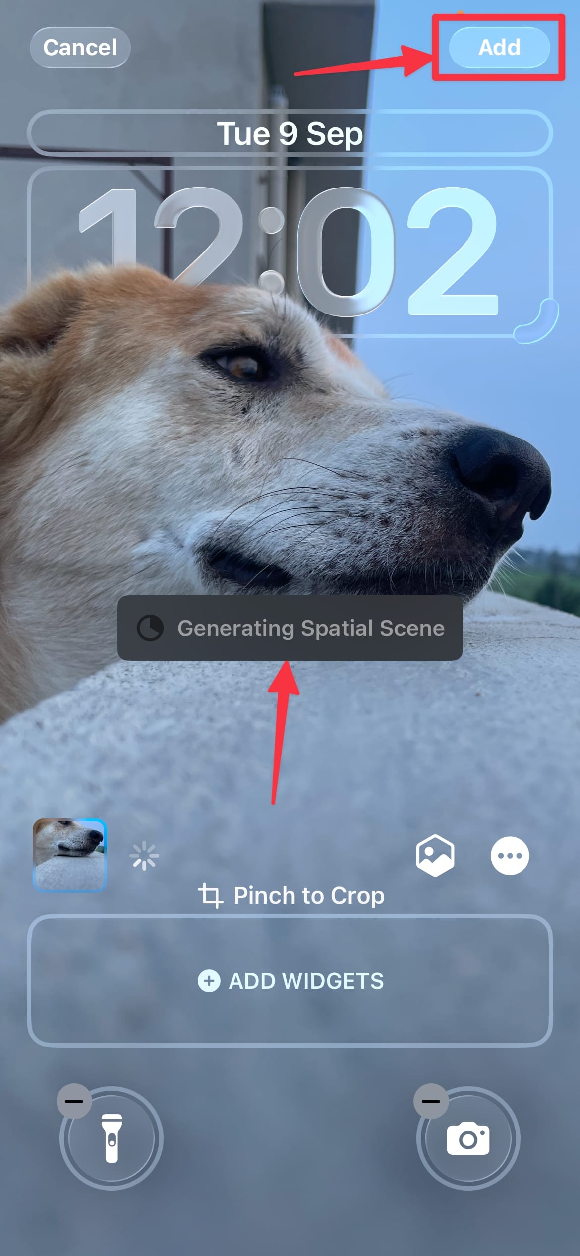Choose photo for Spatial Scene adjust position and tap Add Choose photo for spatial scene adjust position and tap add