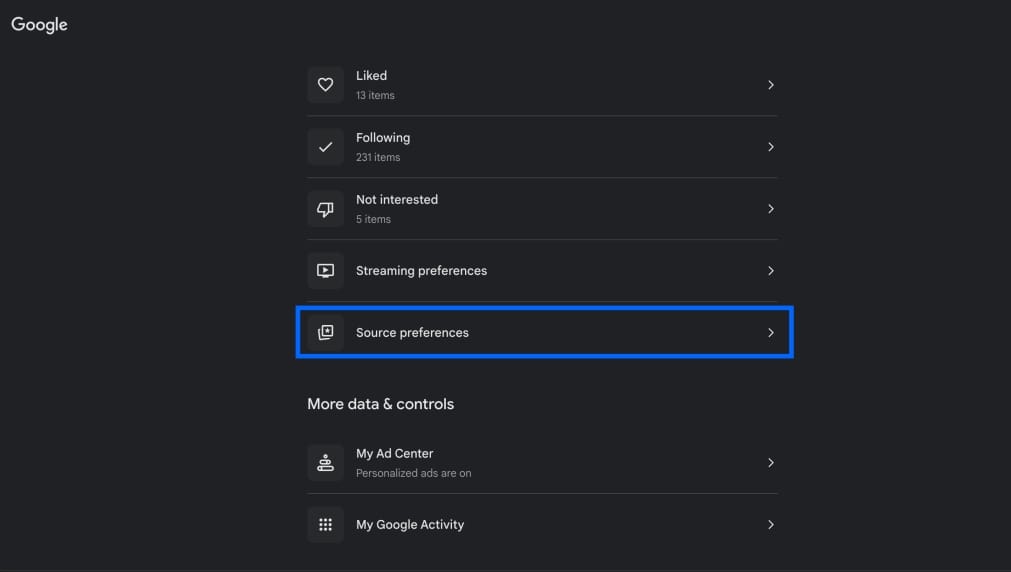 Click on Source Preferences Click on source preferences