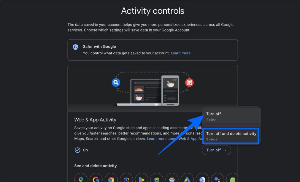 Completely disable activity tracking on google