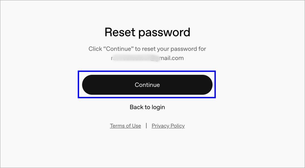 Confirm your email address and click Continue