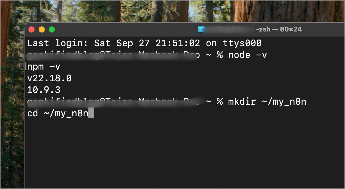 Create a folder for n8n and install