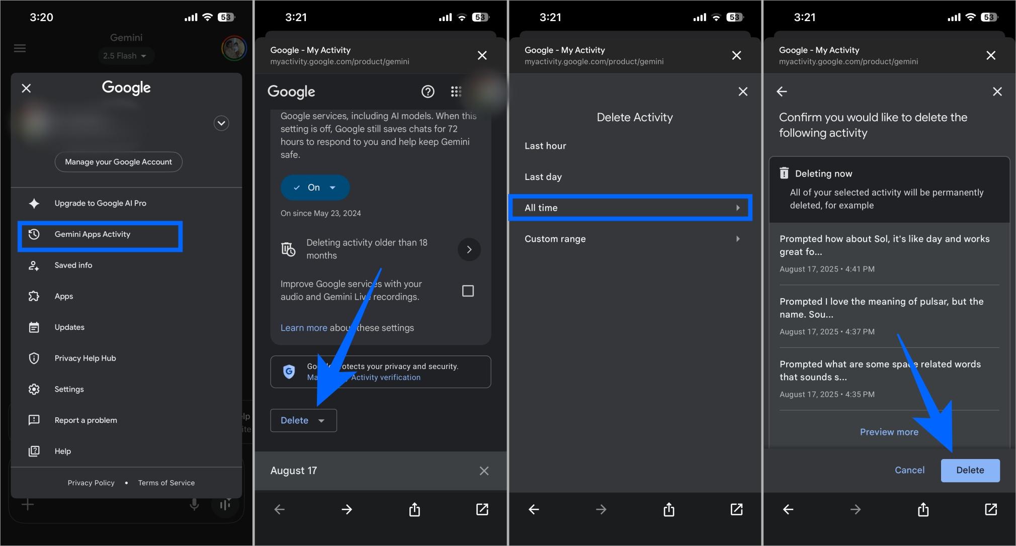 Delete Gemini History Delete gemini history