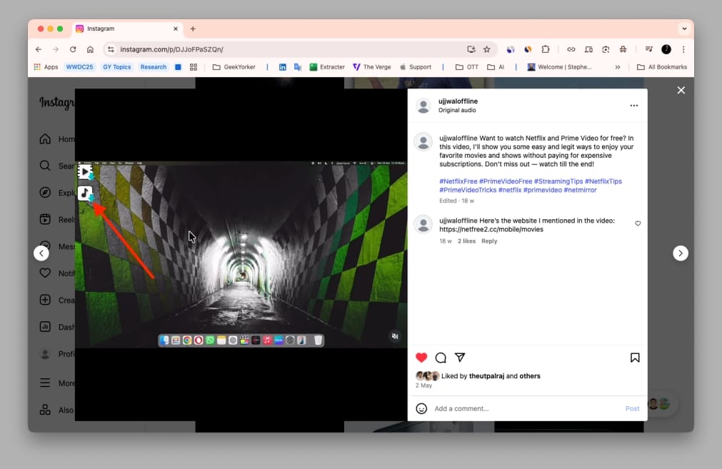 Download Reel audio in Chrome using extension button Download reel audio in chrome using extension button