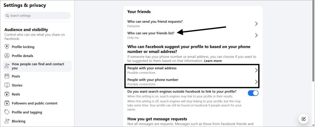 Facebook privacy setting to control who can see your friend list