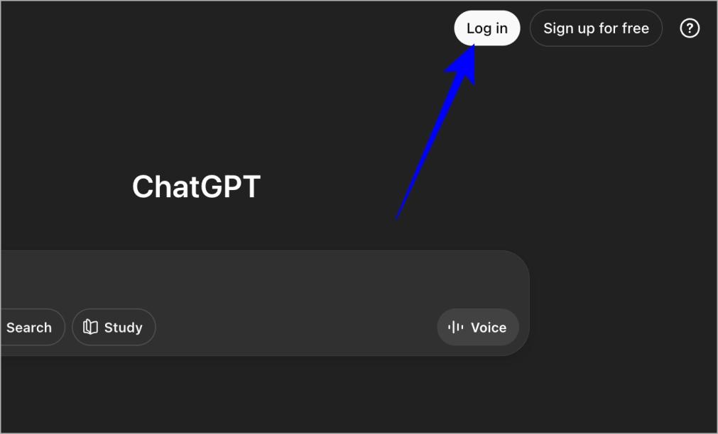 Go to ChatGPT home page and click Log in