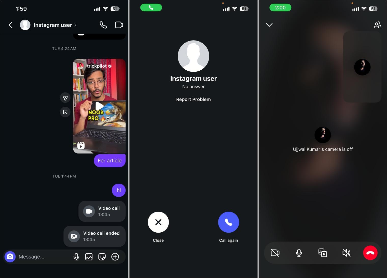Instagram Direct Messages showing old chat with user who may have blocked you Instagram direct messages showing old chat with user who may have blocked you