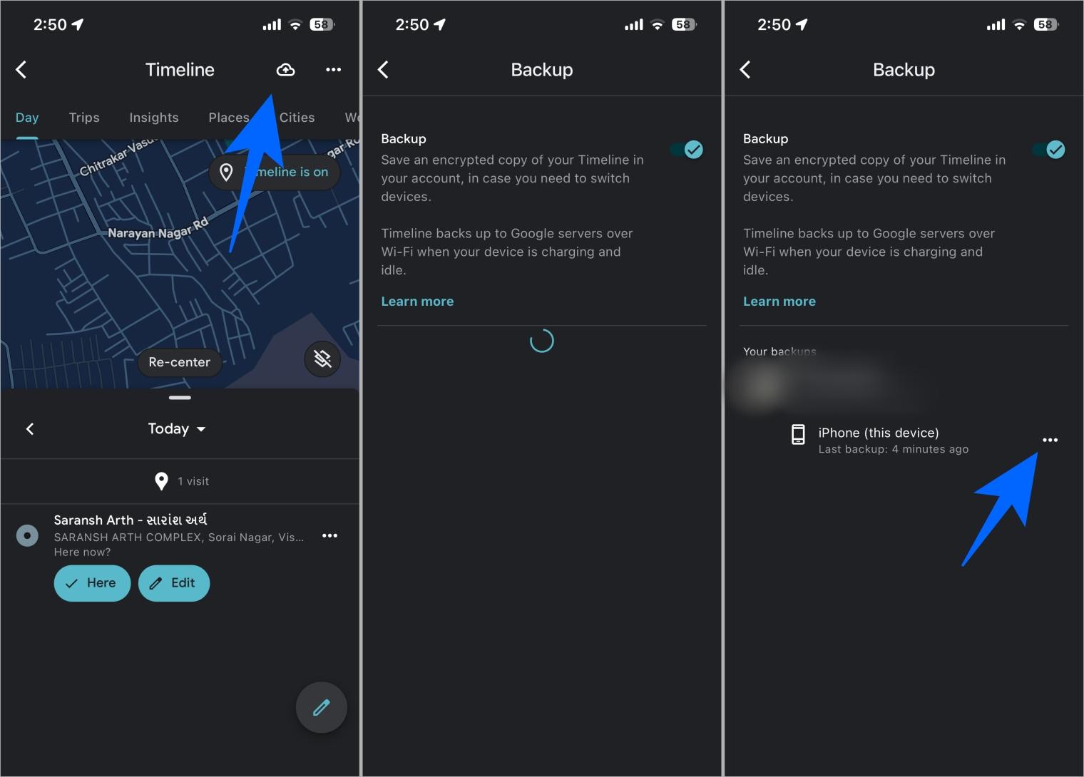 Manage Google Maps timeline backup settings on mobile app Manage google maps timeline backup settings on mobile app