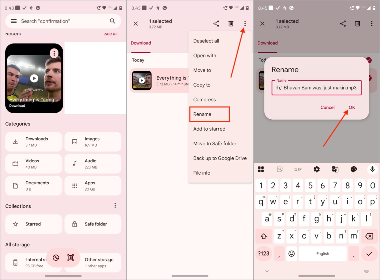 Rename video file in File Manager by changing extension from mp4 to mp3 Rename video file in file manager by changing extension from mp4 to mp3