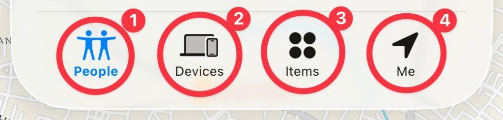 See icons in the find my app