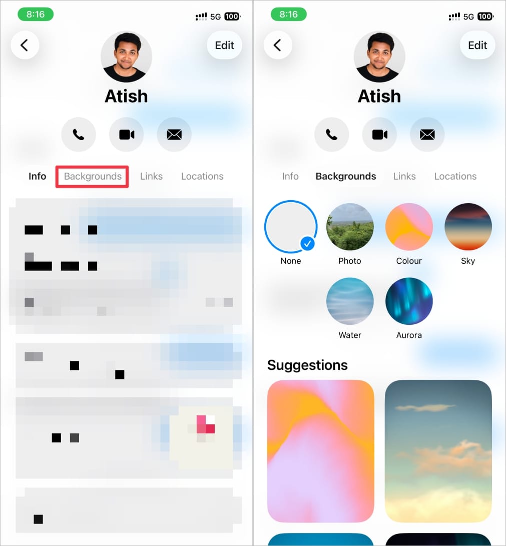 Select backgrounds tab in messages and choose a background