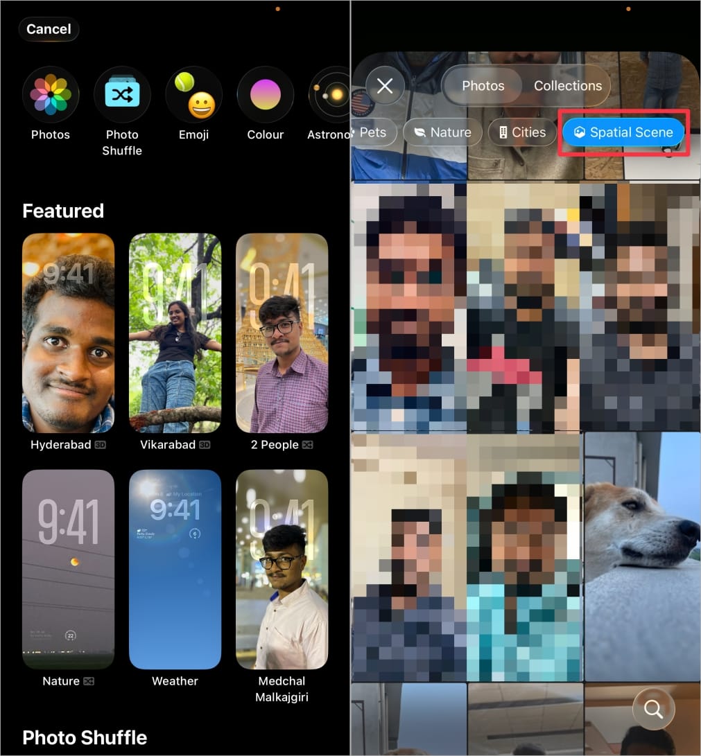 Select Photos and choose Spatial Scenes category on iPhone Select photos and choose spatial scenes category on iphone