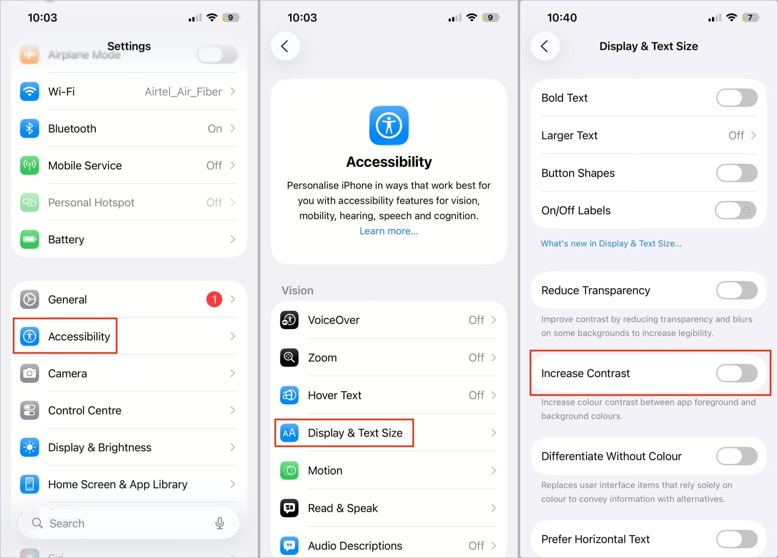Turn On Increase Contrast on iPhone Turn on increase contrast on iphone
