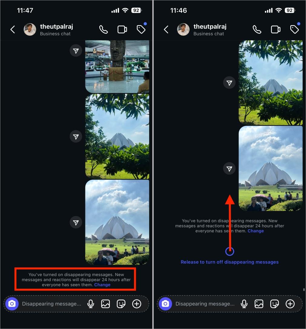 Turn off Vanish Mode on Instagram Turn off vanish mode on instagram