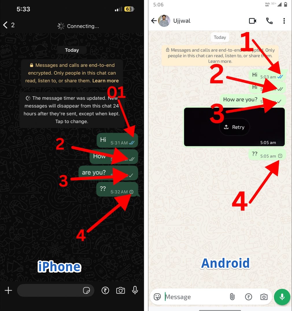 Whatsapp individual chat icons