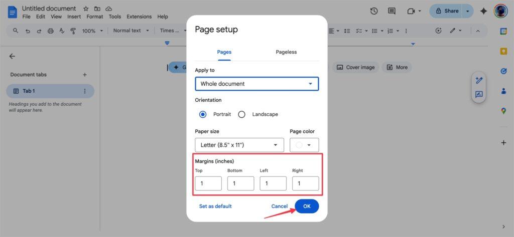 Adjust the Margins 2 Adjust the margins 2