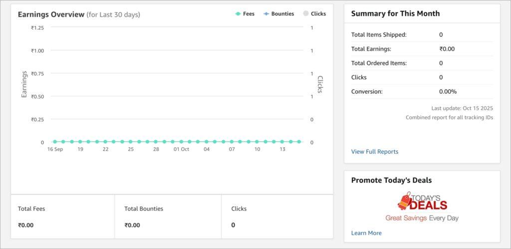 Amazons Affiliate dashboard