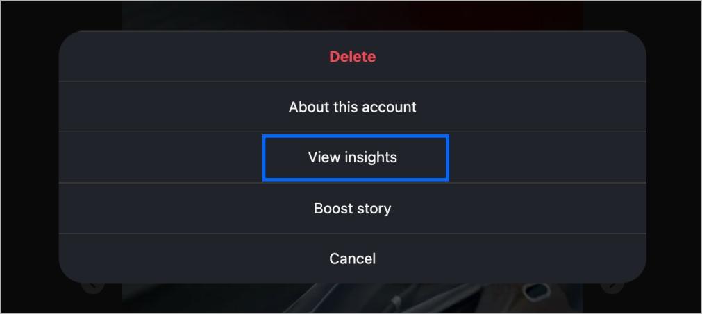 Click View Insights on Instagram Story in browser