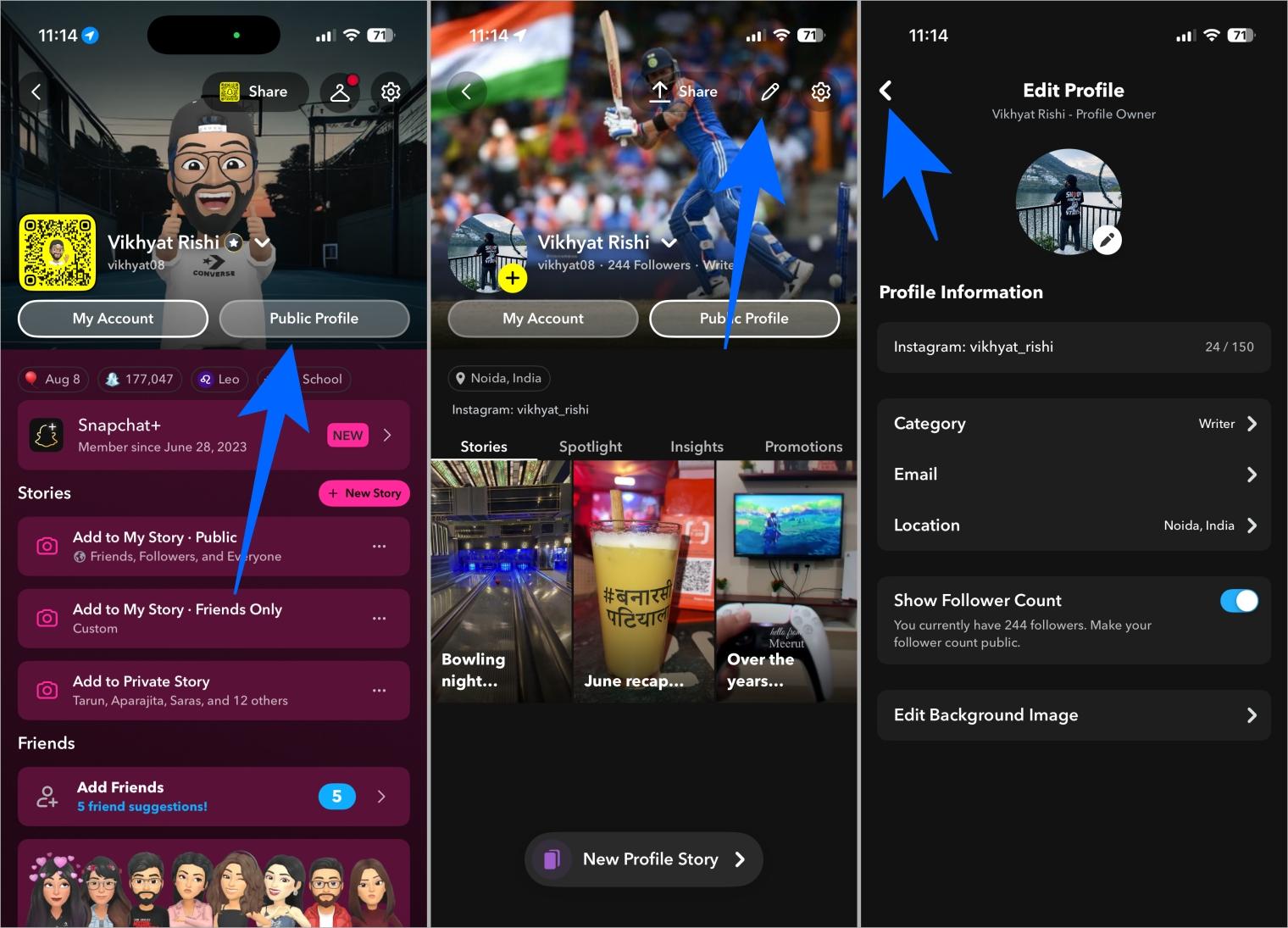 Edit your public profile on snapchat