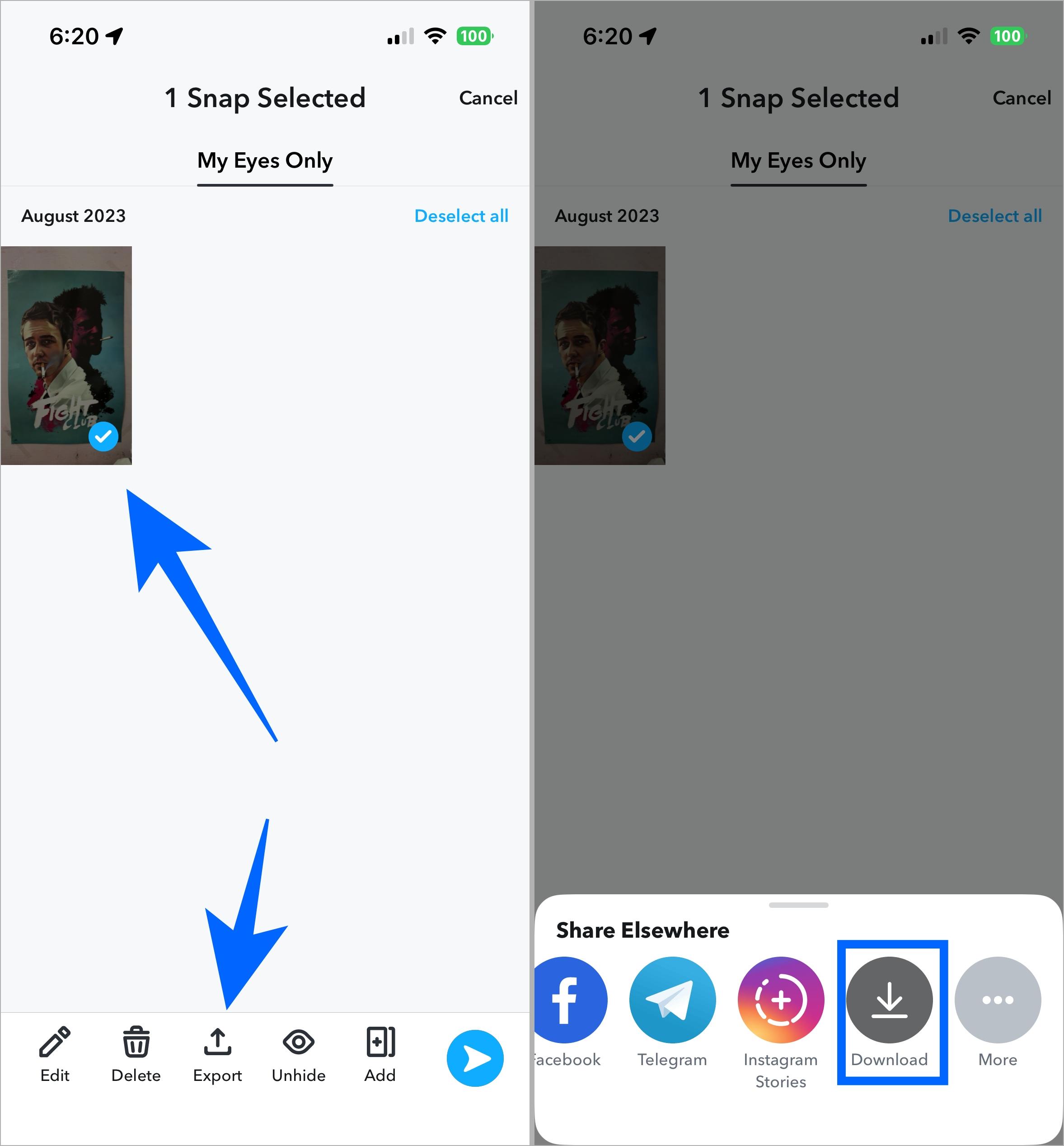 Export my eyes only memories safely