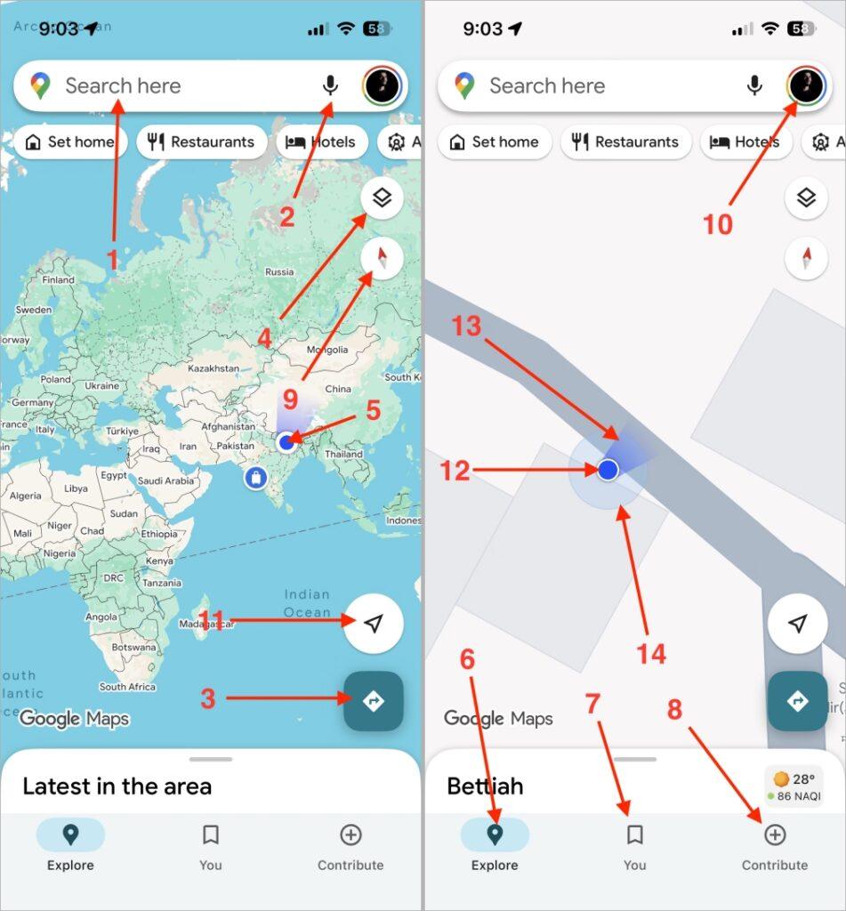 Google Maps Home Screen Icons Meaning