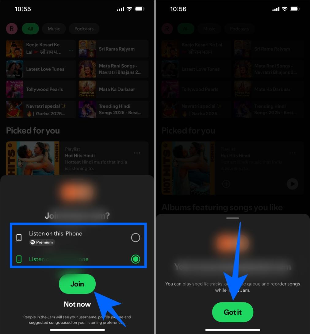 Join a spotify jam session by tapping join and confirming