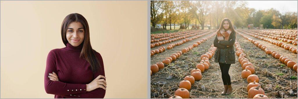 Pumpkin farm portrait prompt use in gemini for thanksgiving edit