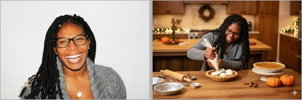 Pumpkin pie bakery scene prompt use in gemini for thanksgiving edit