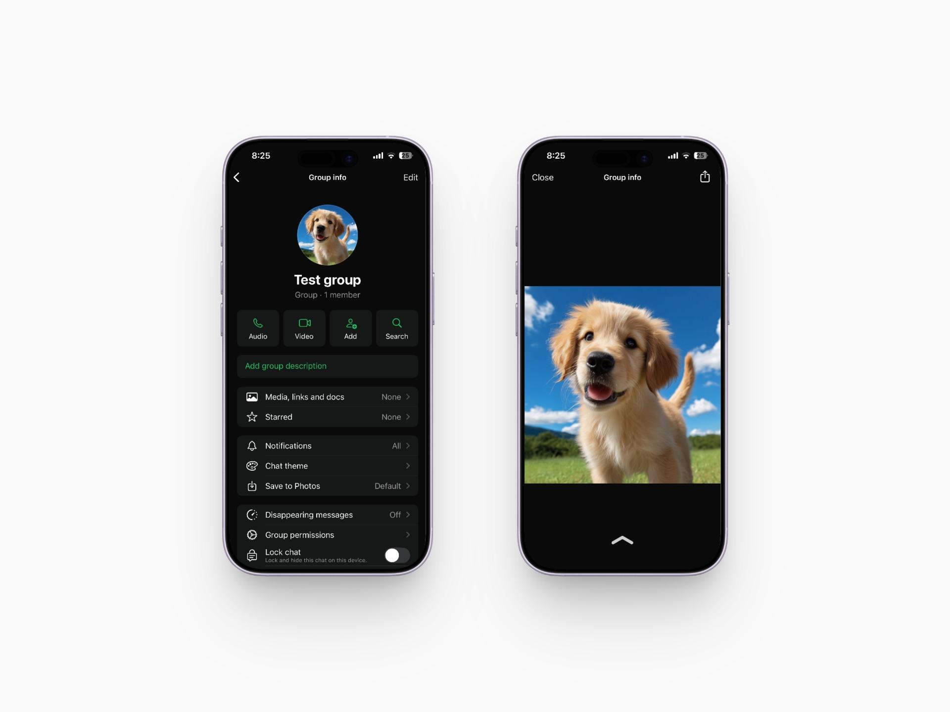 Save whatsapp group profile picture by taking a screenshot and cropping icon