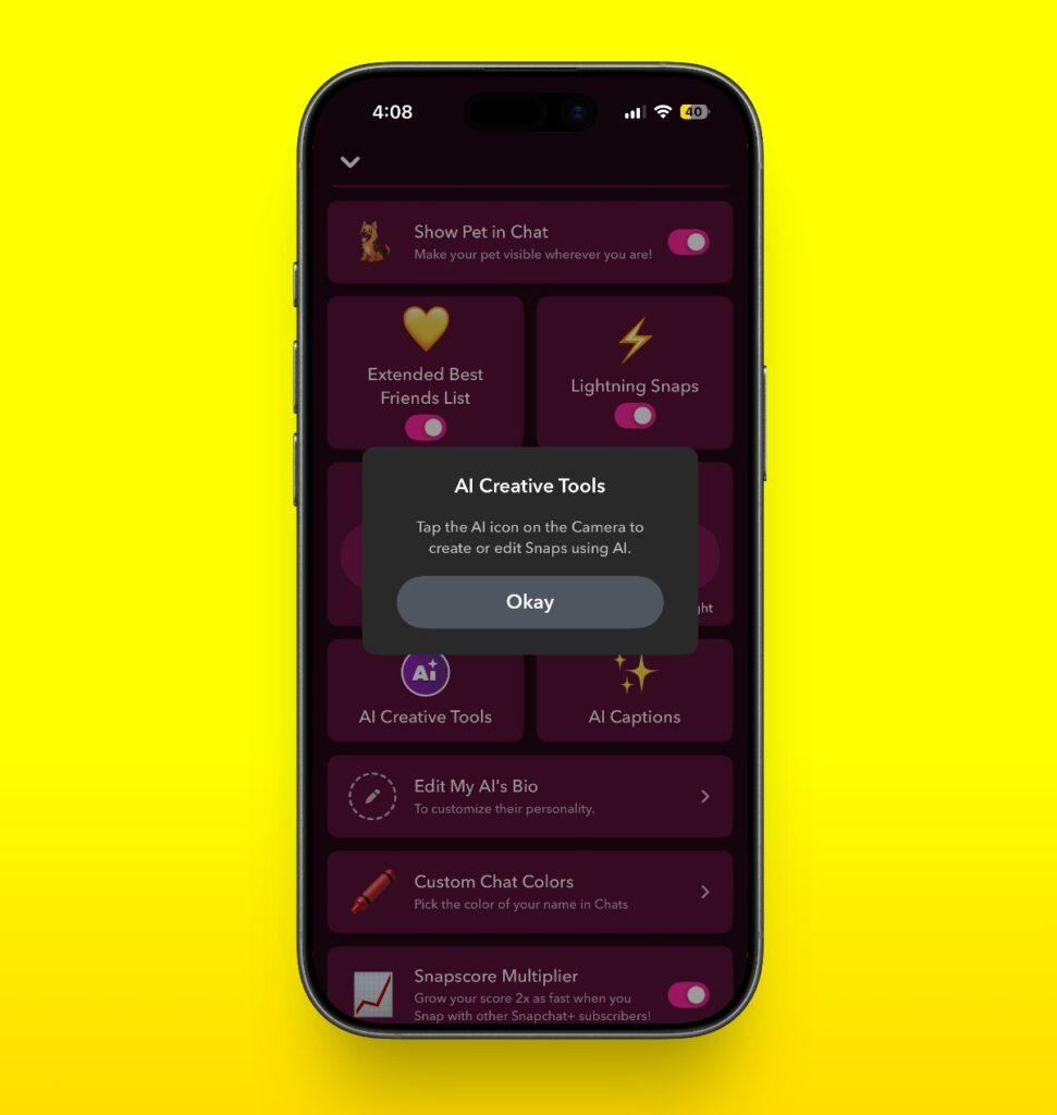 Snapchat Plus AI Creative Tools Feature Snapchat plus ai creative tools feature