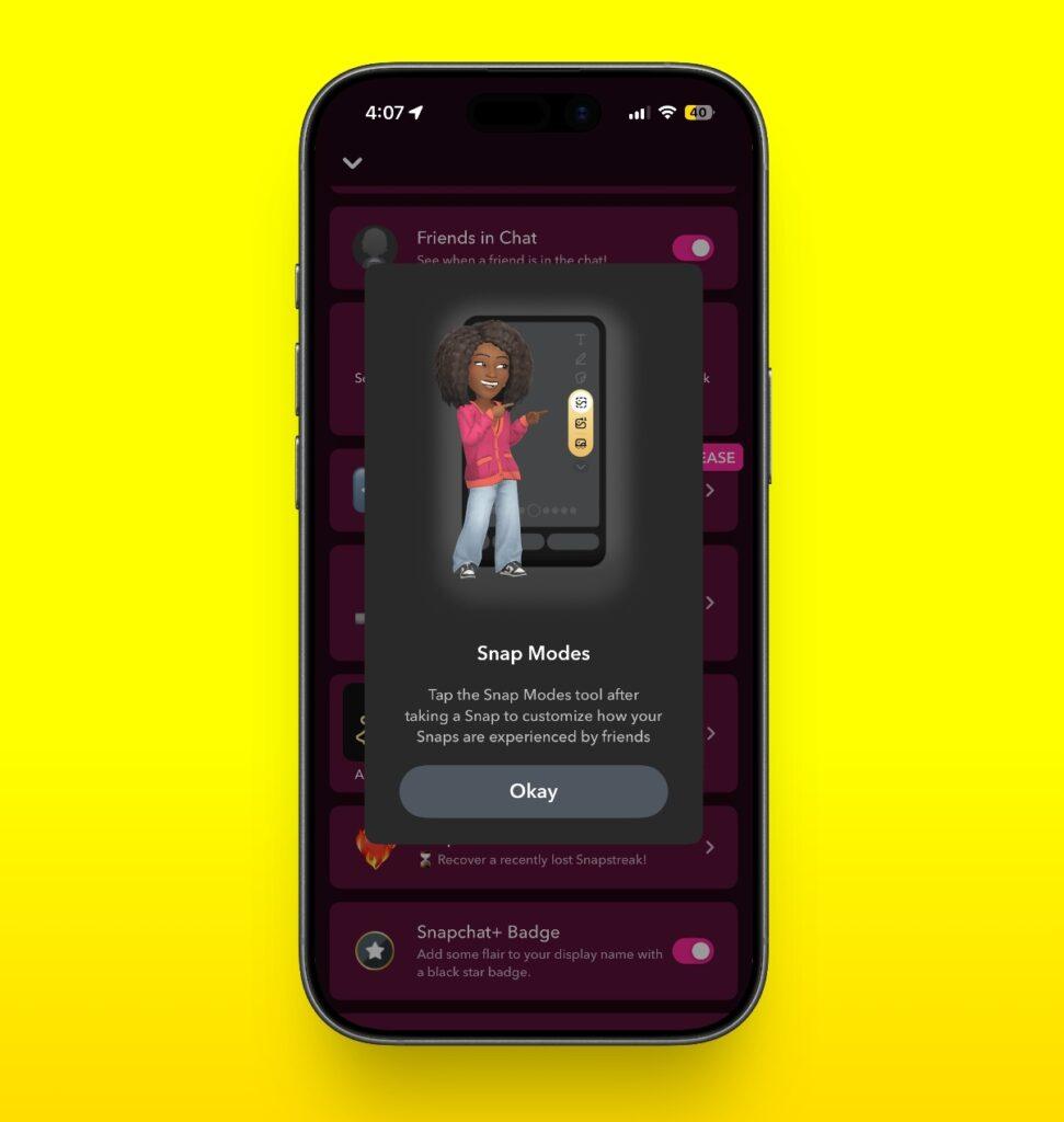 Snapchat Plus Snap Modes Feature Snapchat plus snap modes feature
