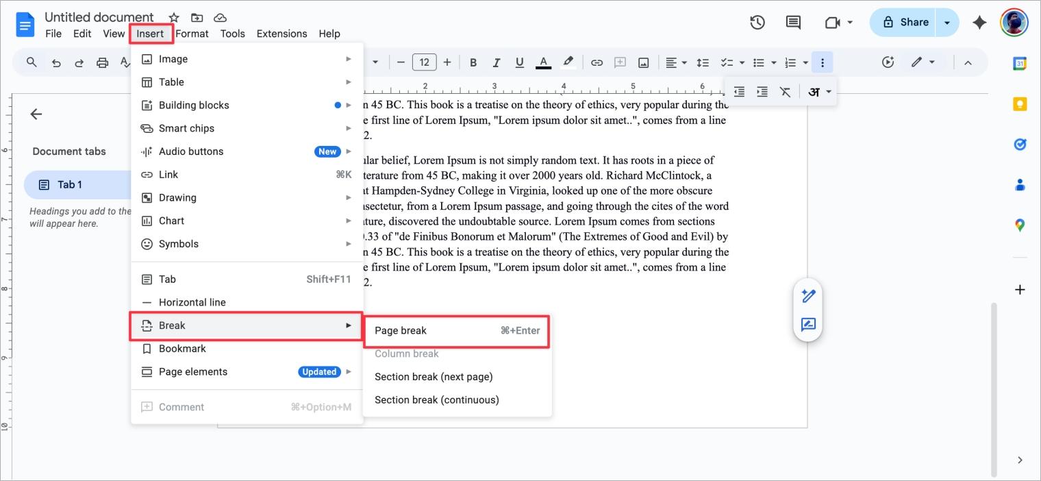 Start a New Page Start a new page