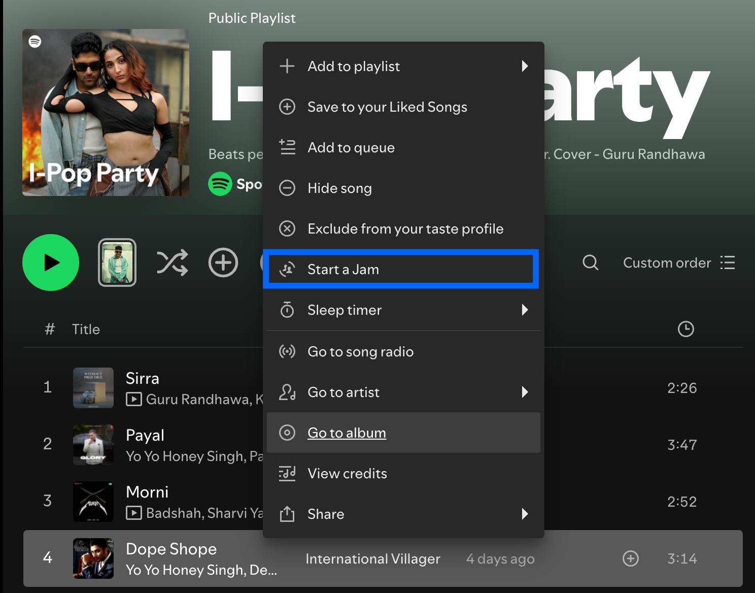 Start a spotify jam on desktop and invite friends with link or qr code