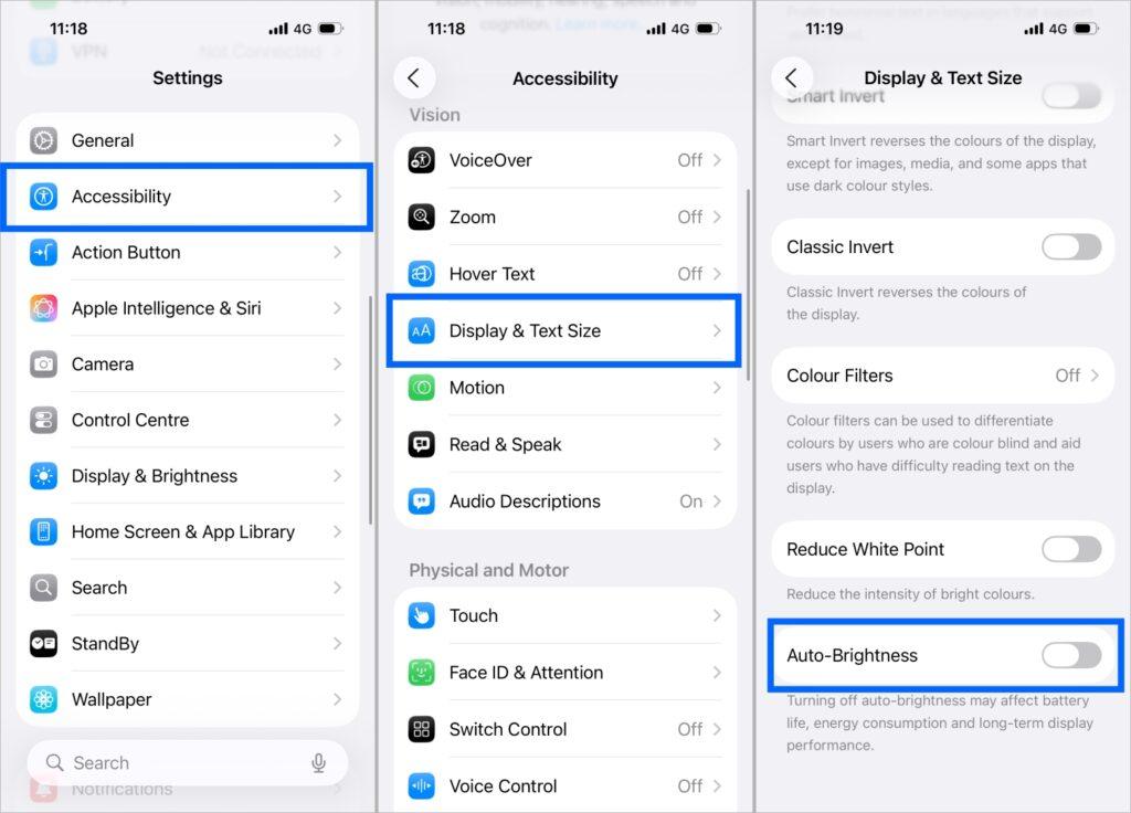 Turn off Auto Brightness on iPhone Air
