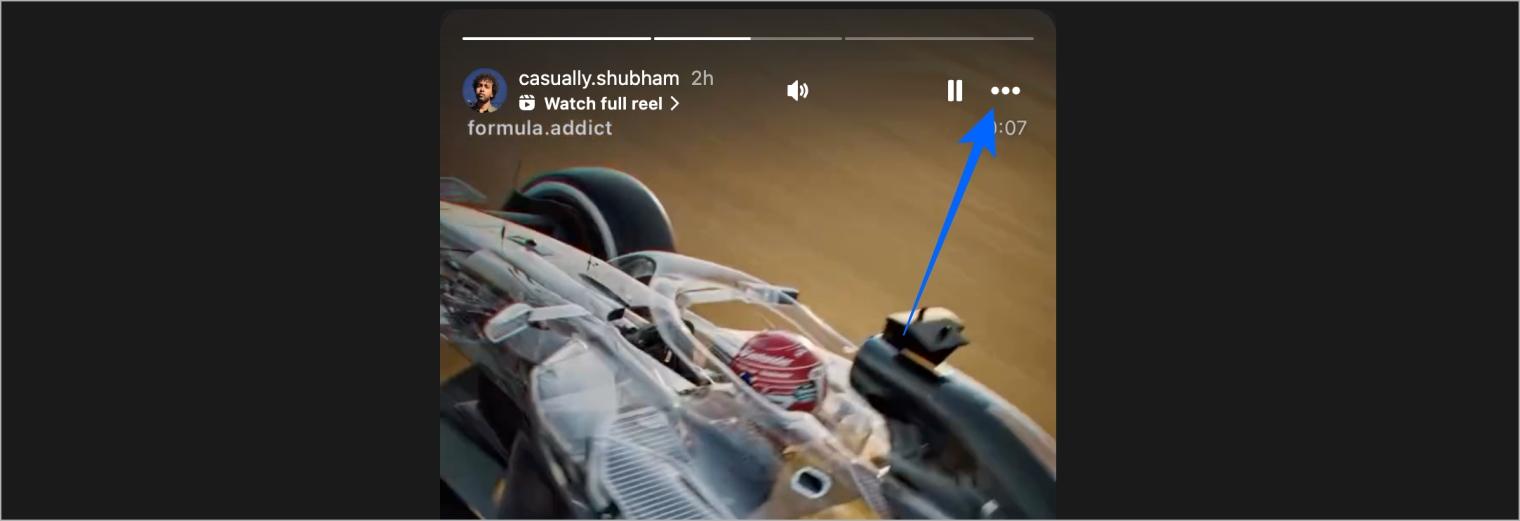 View Instagram Story with Link Sticker on browser and open menu