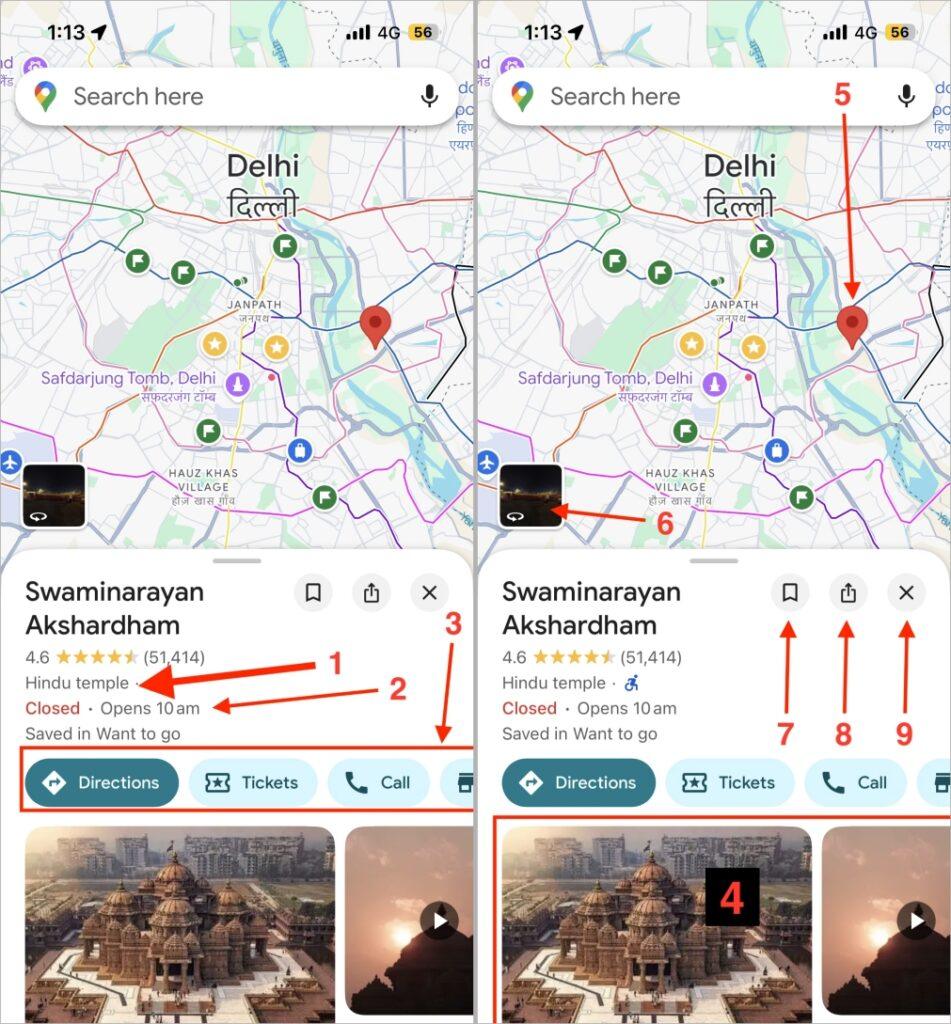 View icons and symbols on Google Maps by tapping a location